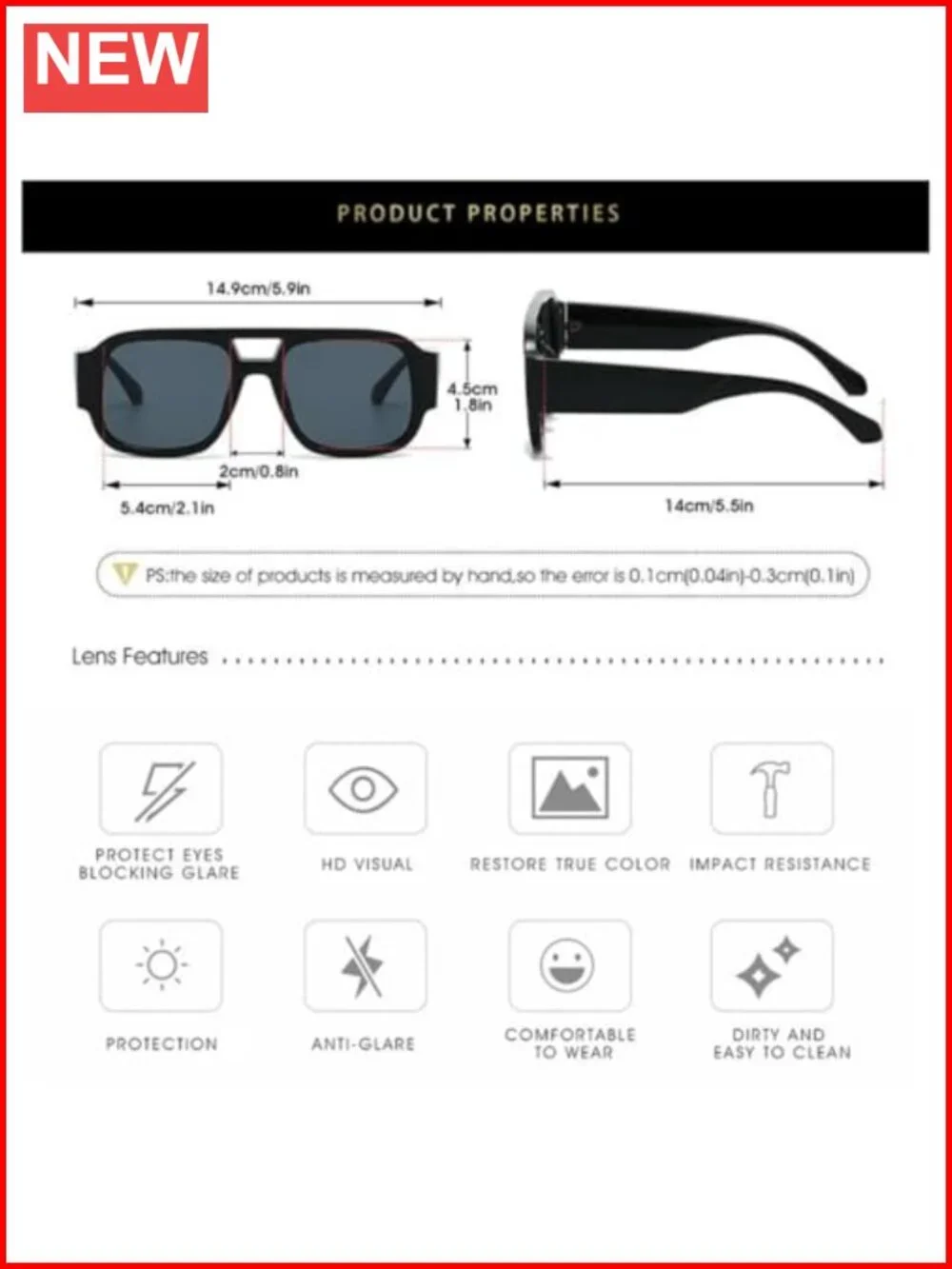Retro Oversized Aviator Sunglasses Chunky Double Bridge Thick Frame Square
